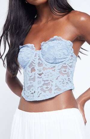 Kendall & Kylie Strapless Lace Corset Top