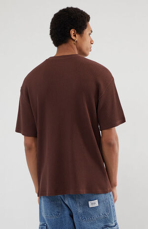 Dark Brown Waffle Knit Boxy T-Shirt image number 3