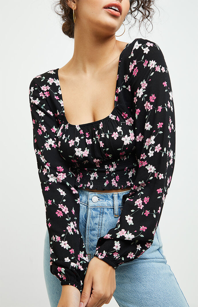 Smocked Long Sleeve Top