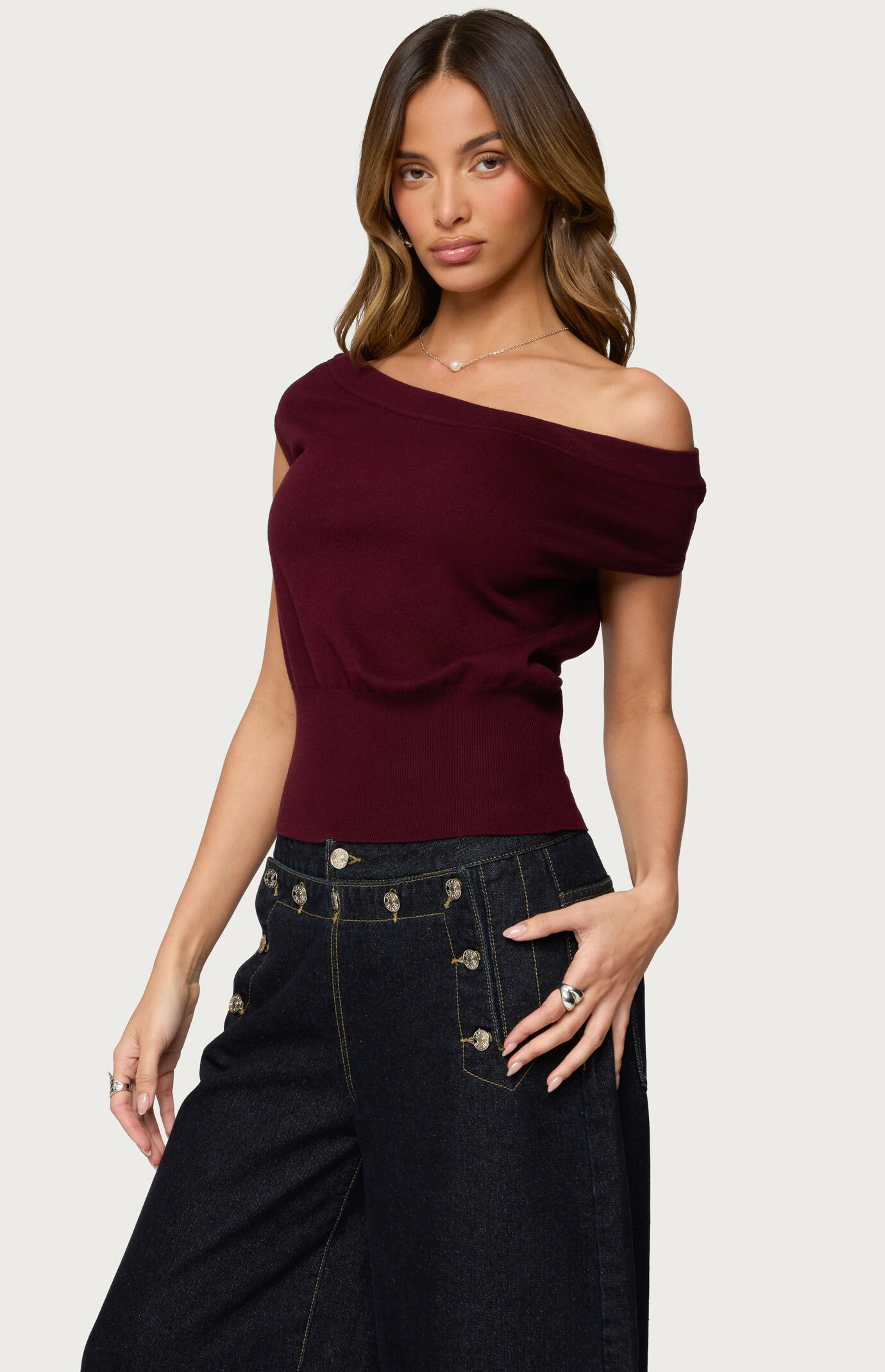 Edikted Michaela Off Shoulder Knit Top | Pacsun