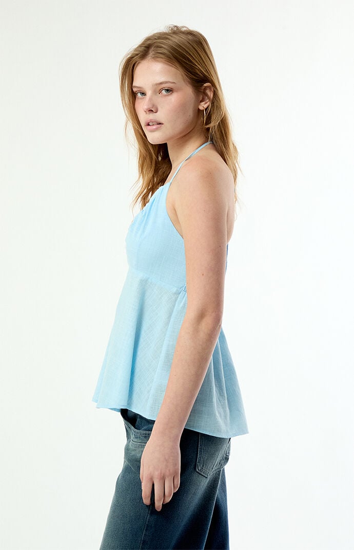 Beverly and Beck Madelyn Linen Halter Babydoll Top