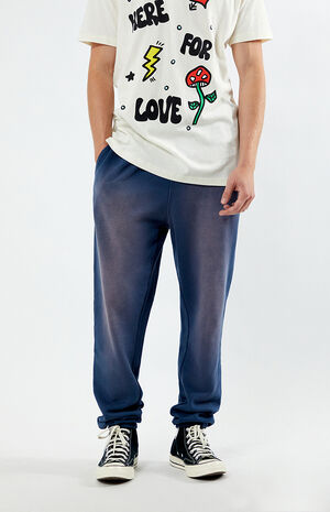 Navy Acid Wash Jogger Sweatpants image number 1