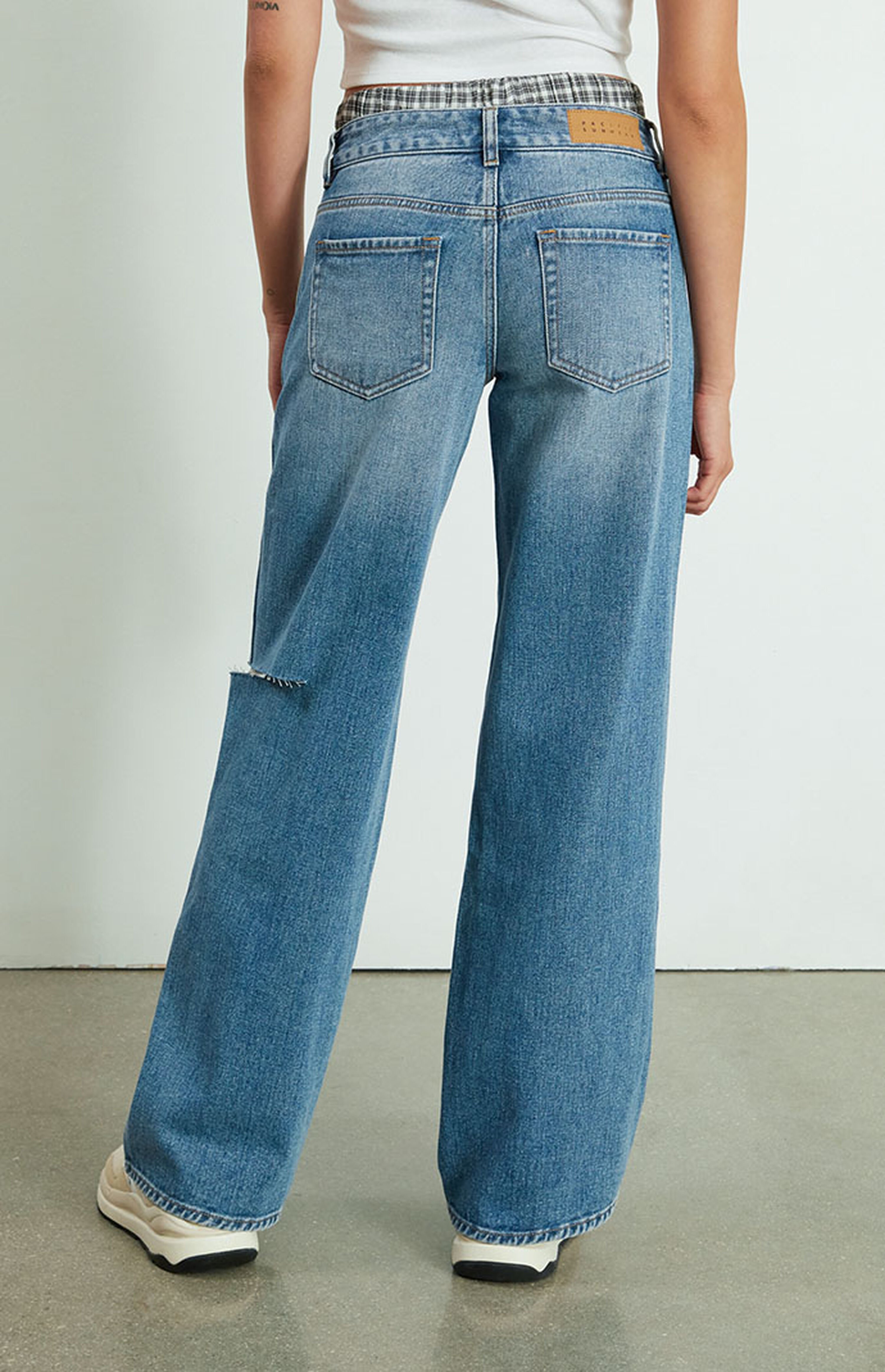 PacSun Medium Blue Ripped Low Rise Baggy Jeans PacSun pacsun-medium-blue-ripped-low-rise-baggy-jeans-pacsun