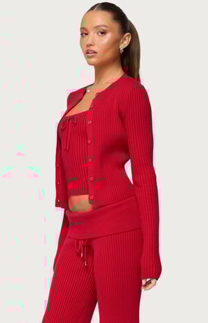 Adannah Ribbed Knit Button Up Cardigan image number 2