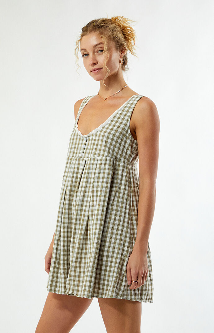 Daisy Street Gingham Mini Babydoll Dress