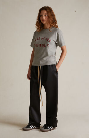 Women's Dark Heather Oatmeal Tri-Blend Crew Neck T-Shirt image number 6