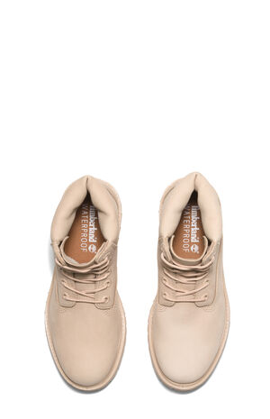 Women's Beige Premium 6inch Waterproof Lace-Up Boots image number 2