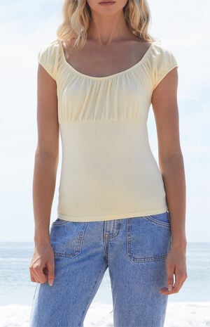 Yellow Casey Ruched Top image number 1