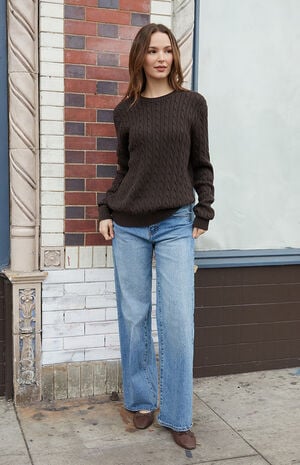 Brown Cable Knit Sweater image number 4