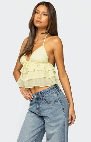 Zephi Split Front Ruffled Top image number 4