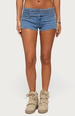 Odetta Studded Low Rise Jean Shorts image number 1