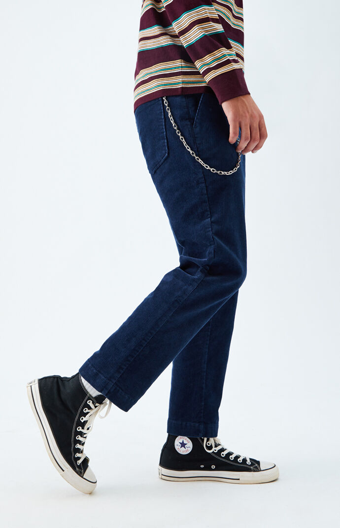 Blue Chain Corduroy Trouser Pants