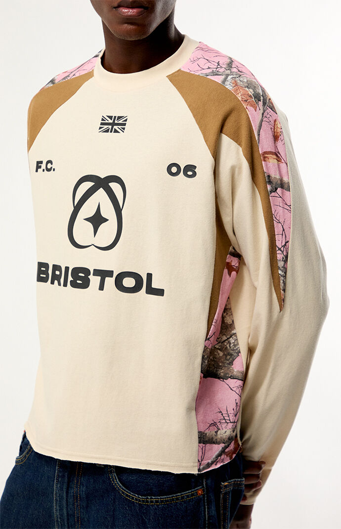 Pacsun Cream Bristol Blocked Long Sleeve T-Shirt