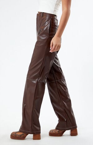 Faux Leather Contrast Trousers image number 3
