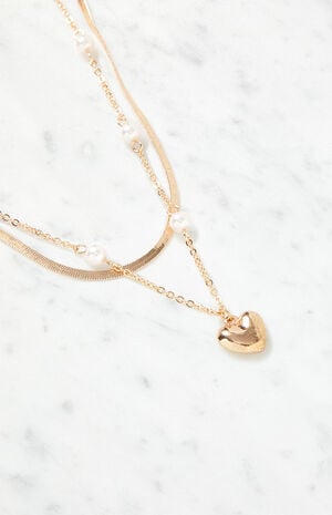 Pearl Heart Layered Necklace image number 2