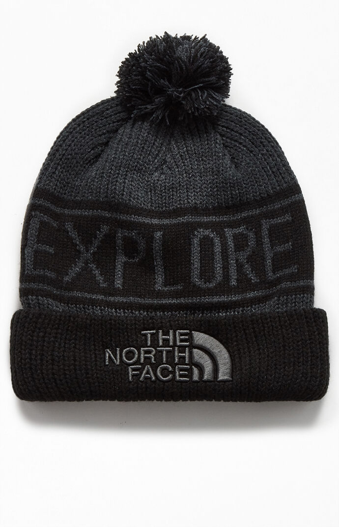 Black Retro Pom Beanie