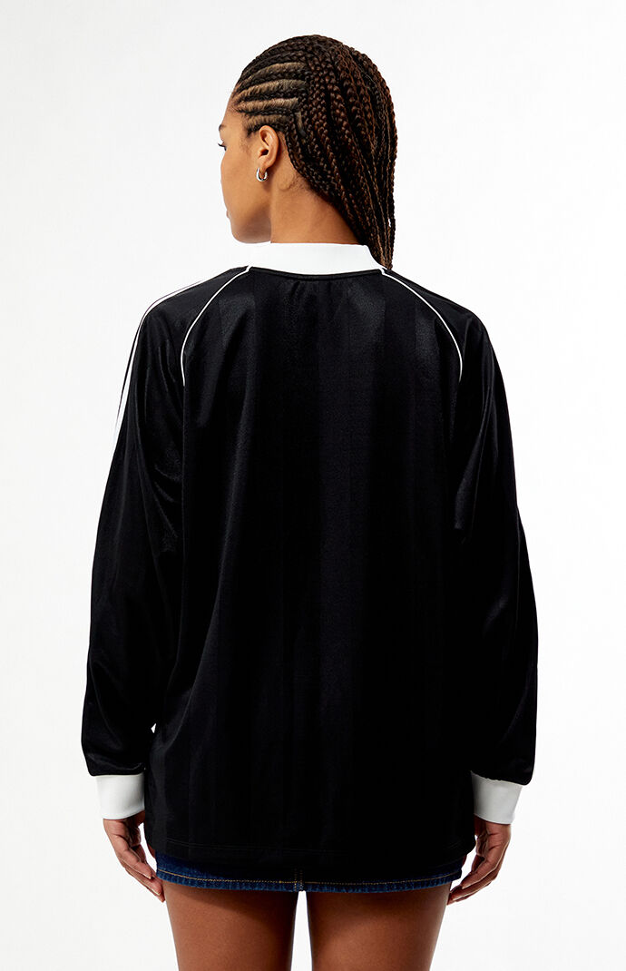 adidas Black 3-Stripes Jacquard Long Sleeve Jersey