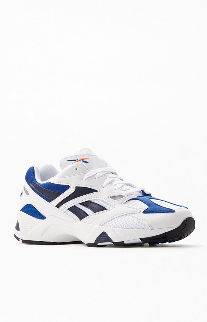 reebok white blue sneakers