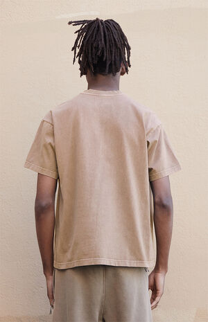 Brown Vintage Wash Heavyweight Oversized T-Shirt image number 5