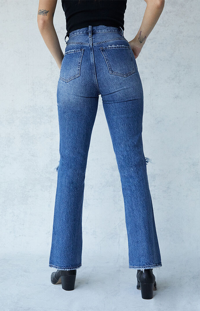 Eco Dark Blue High Waisted Bootcut Jeans