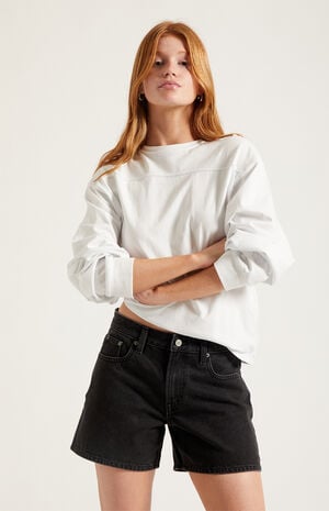 Sophie Denim Mom Shorts Black image number 2