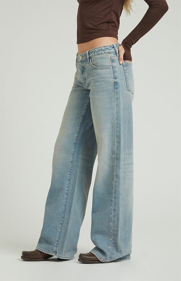 Pacsun Casey Low Rise Baggy Jeans Grommet Light Indigo