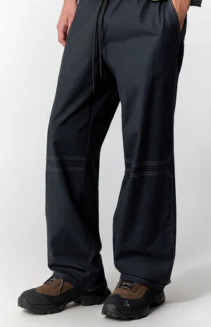 Black Contrast Stitch Baggy Track Pants image number 5