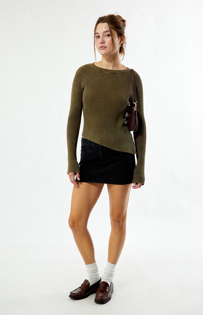 Another Girl Zip Detail Enzyme Wash Sweater | Pacsun