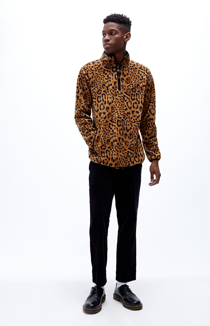 PacSun Leopard Half Zip Pullover Sweatshirt PacSun
