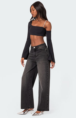 Rhinestone Strap Asymmetrical Top image number 3