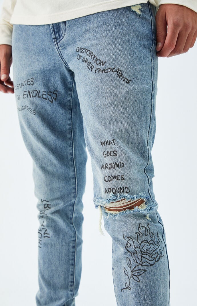 jeans with drawings