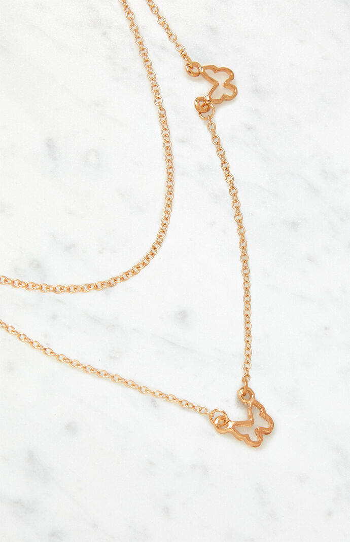 Download La Hearts Butterfly Charm Layered Necklace Pacsun