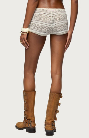 Yalena Sheer Lace Micro Shorts image number 3