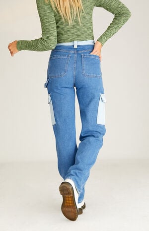 Colorblock Boyfriend Cargo Carpenter Pants image number 4