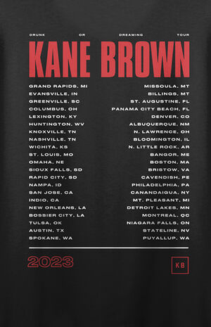 Kane Brown Tour Locations Cropped T-Shirt image number 4