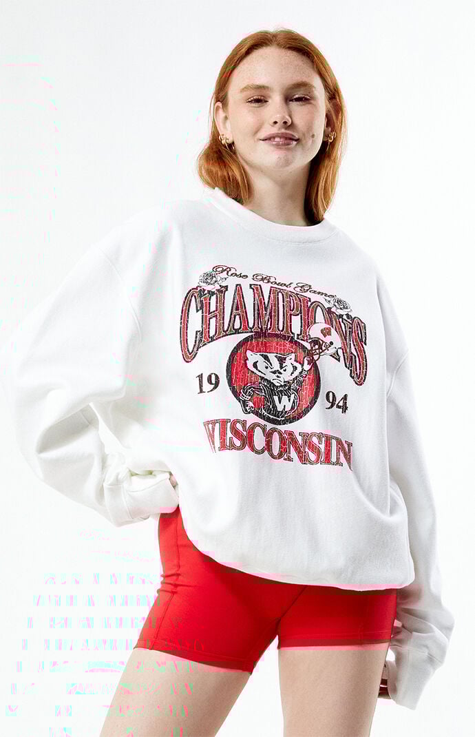 Women s x Rose Bowl Wisconsin Champion Crew Neck Sweatshirt in White Size Xs