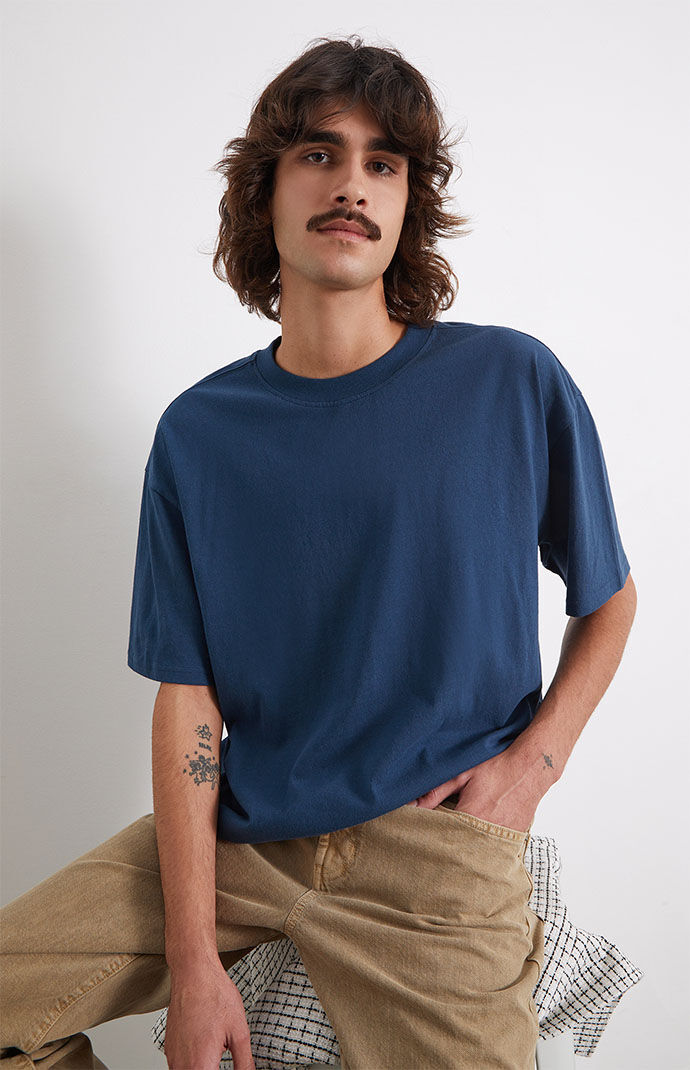 Image: Navy Solid Boxy T-Shirt