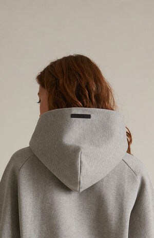 Women's Dark Heather Oatmeal Fleece Cropped Hoodie image number 5