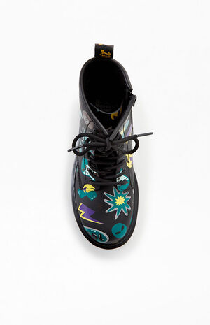 Kids 1460 Sticker Print Leather Lace Up Boots image number 5