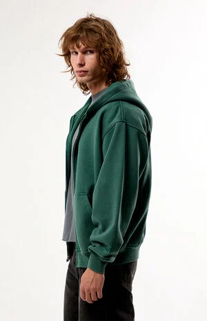 Green Snow Wash Full Zip Hoodie image number 3