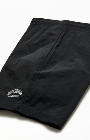 Black Solid Collegiate 6.5" Swim Trunks