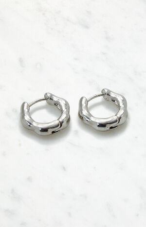 Silver Edgy Hoop Earrings image number 2