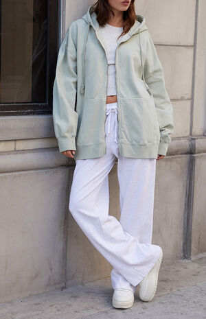 Pale Sage Full Zip Hoodie image number 1