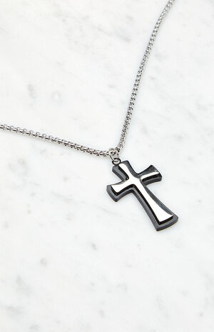 Silver Cross Chain Necklace image number 2