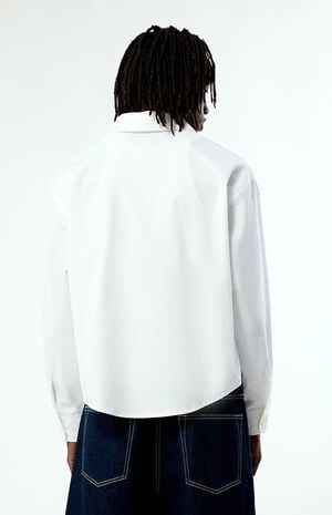White Common Space Solid Long Sleeve Oxford Shirt image number 4