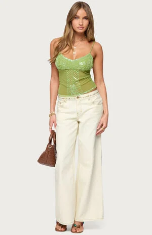 Azelia Beaded Sheer Chiffon Top image number 5