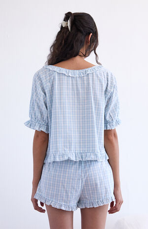 Printed Ruffle Short Sleeve Pajama Top image number 4