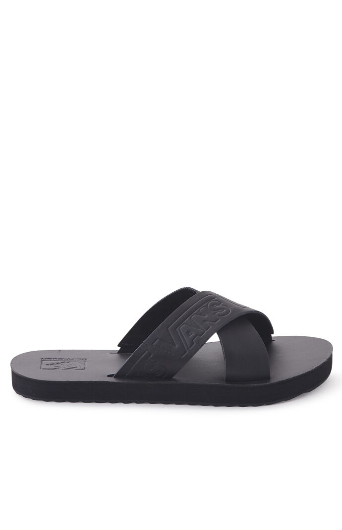 Women's Black Cross Strap Sandals