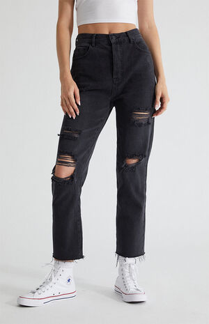 Noir Black High Waisted Straight Leg Jeans | PacSun | PacSun