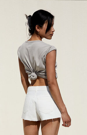 White Low Rise Denim Shorts image number 4